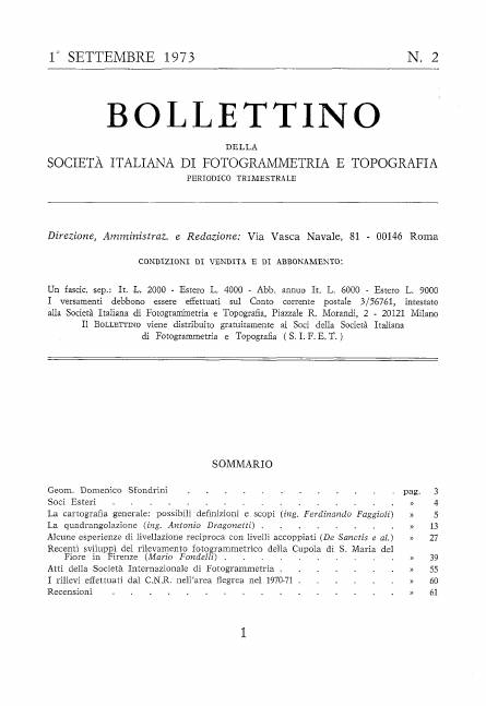 Copertina articolo #1 Bollettino SIFET ANNO: 1973 n.2