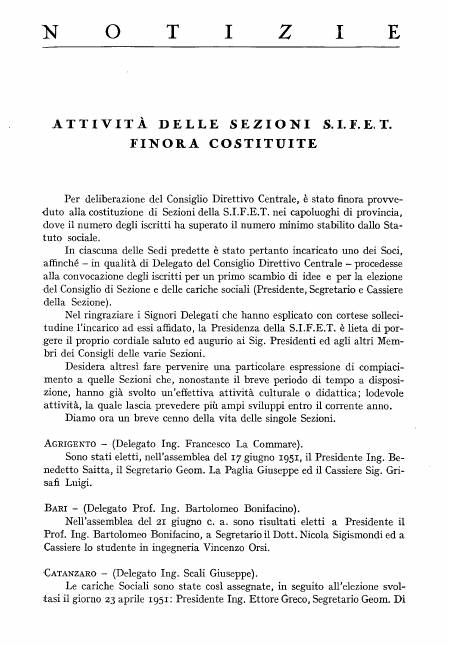 Copertina articolo #12 Bollettino SIFET ANNO: 1951 n.2