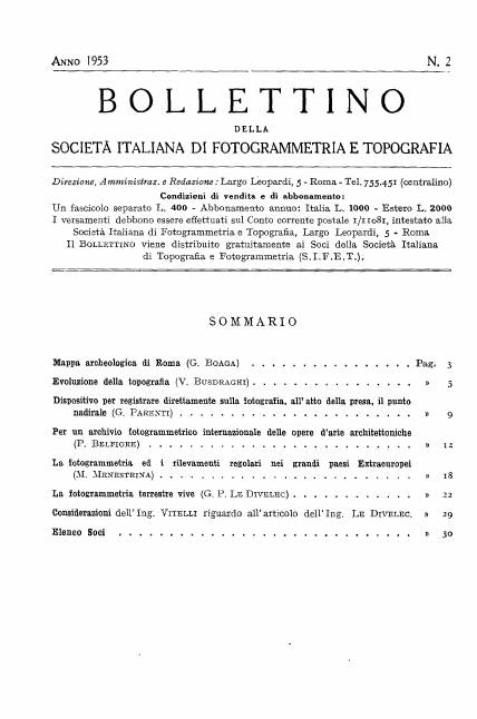 Copertina articolo #4 Bollettino SIFET ANNO: 1953 n.2